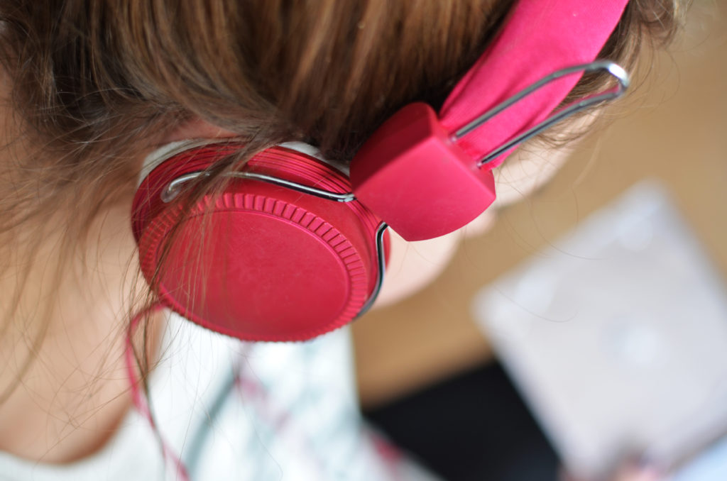 woman wearing headphones